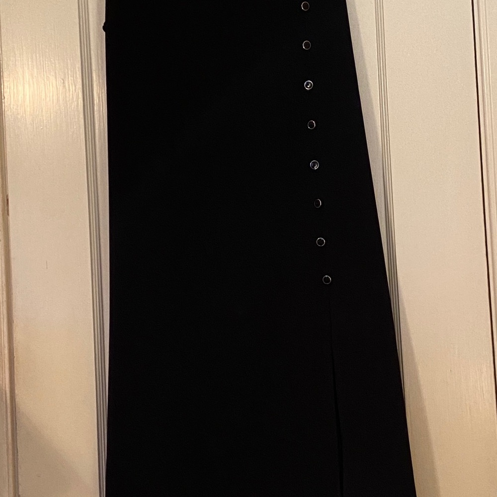 Black faux button skirt
